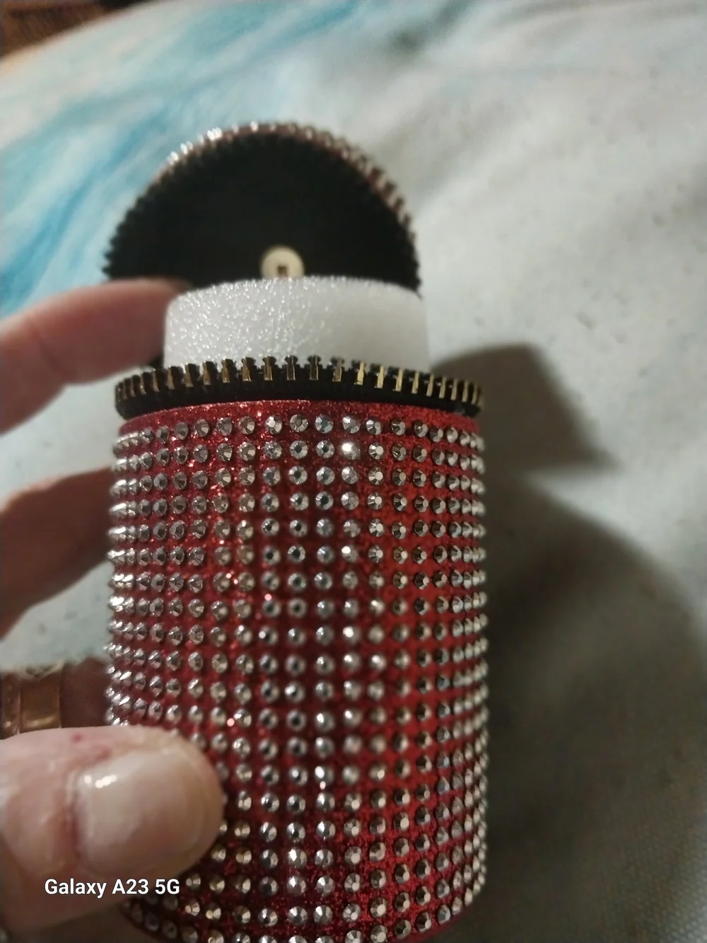 Unbranded Red Crystal Rhinestone Bag Charm/ Keychain Lipstick Holder/Pouch